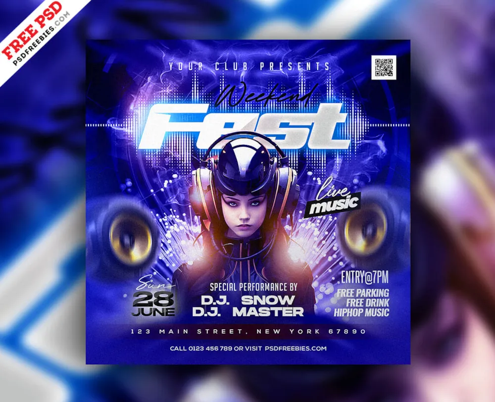 Weekend DJ Music Event Post PSD