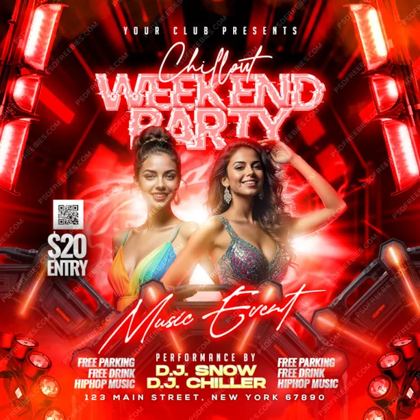 Weekend DJ Night Party Social Media Post PSD