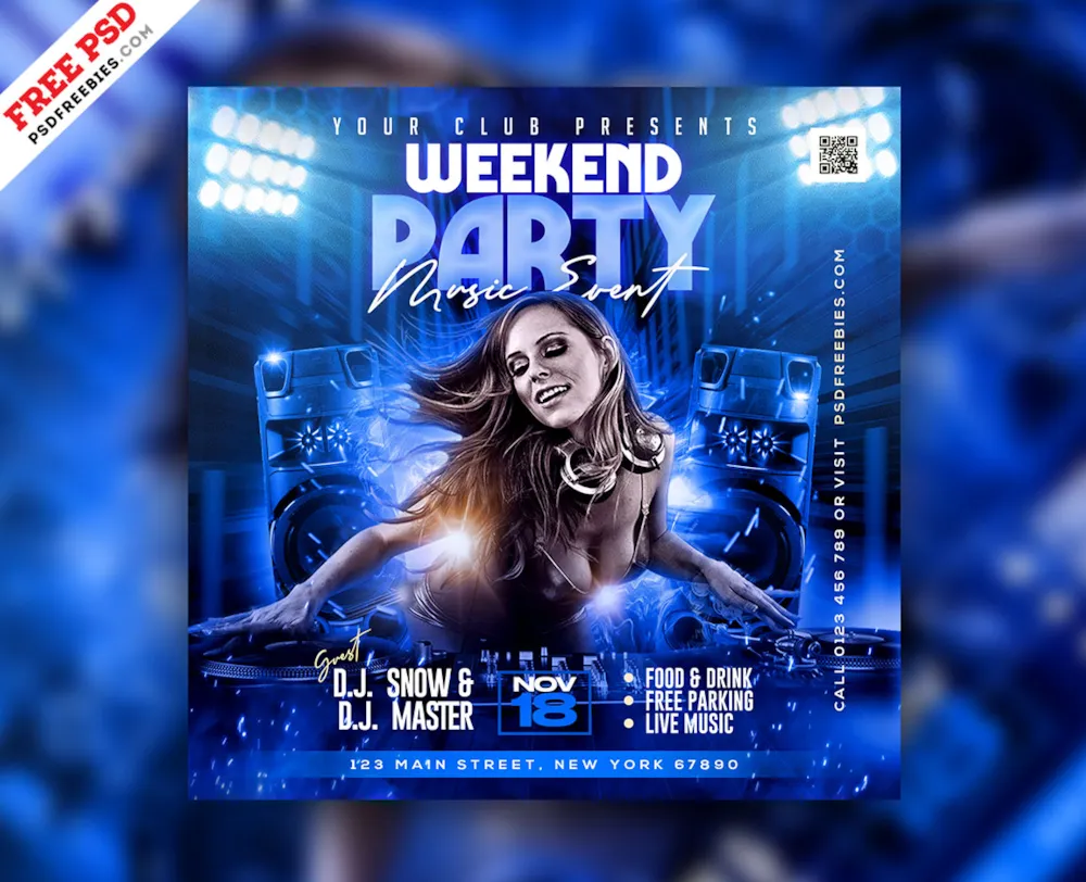 Weekend Dj Party Event Instagram Post PSD