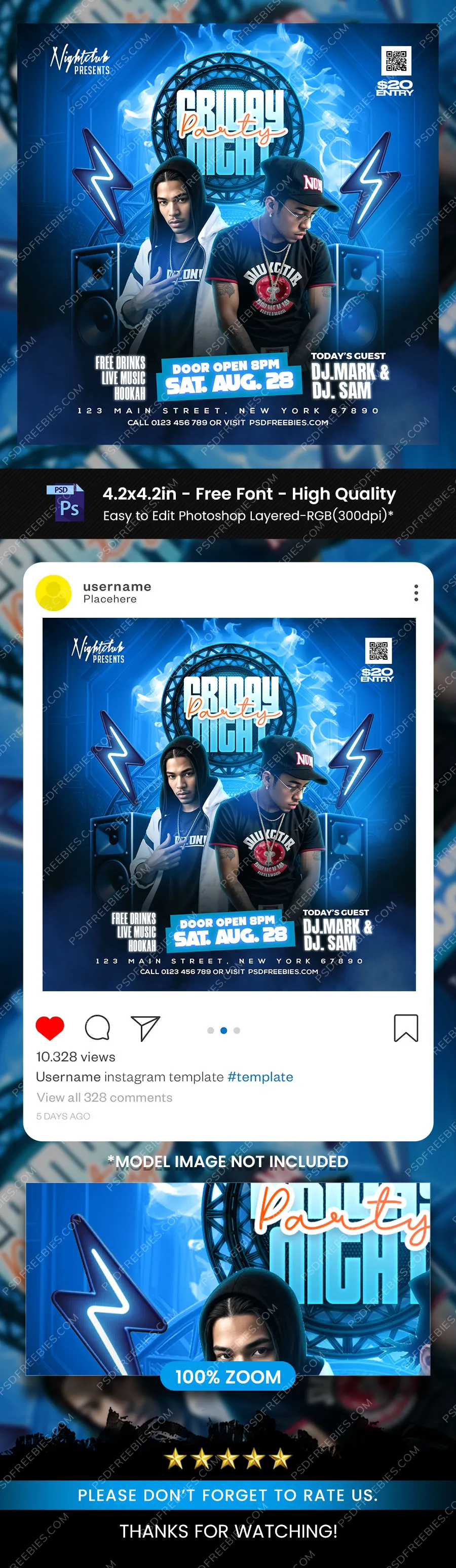 Weekend Night Chillout Party Post PSD Template