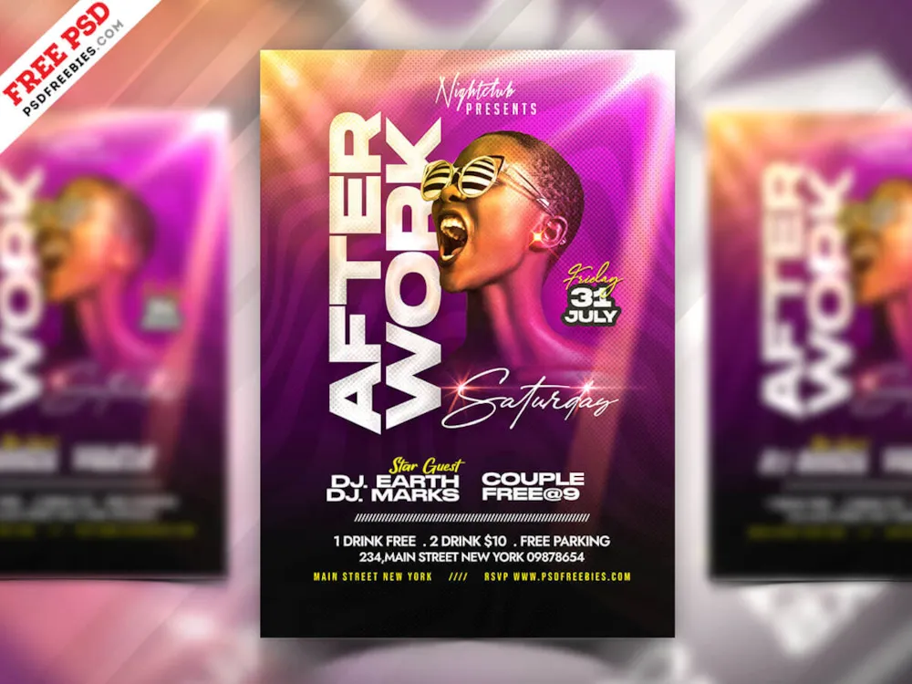 Weekend Night Club Party Flyer PSD