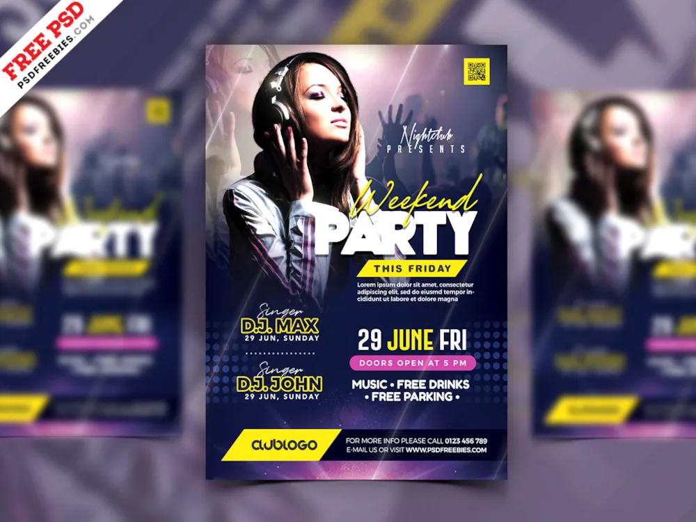 Weekend Party Event Flyer PSD