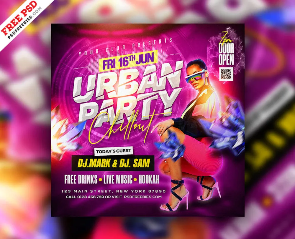 Weekend Party Music Instagram Post PSD