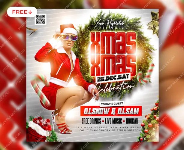 Xmas Celebration Club Music Party Post PSD