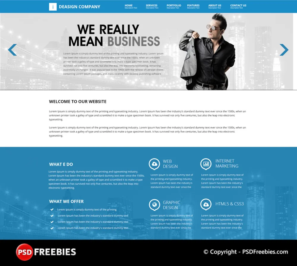 iDesign OnePage PSD template